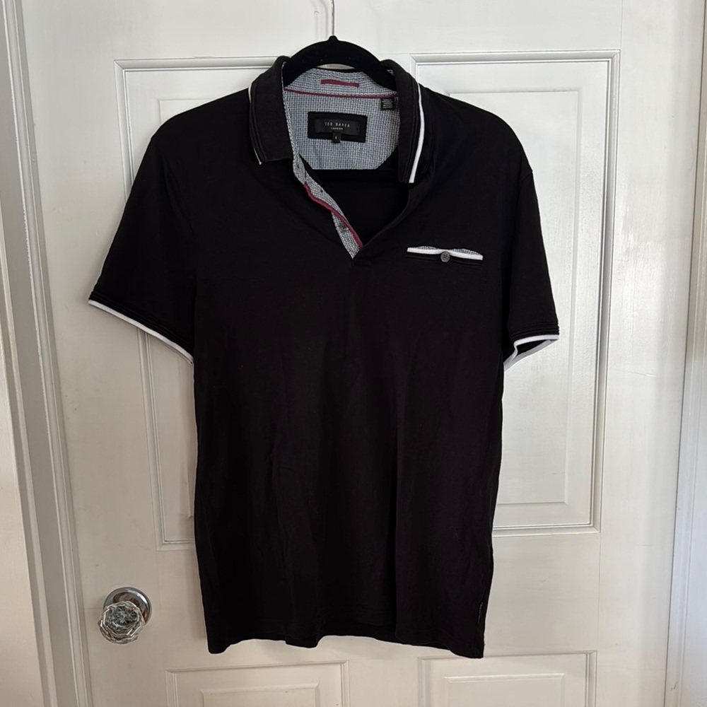 Ted Baker Black Polo Shirt Size 4